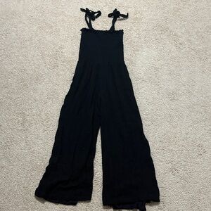 Black Sleeveless Jumpsuit with Tie Straps